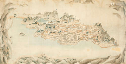 GUANGZHOU SCHOOL, A bird's eye View of Macao Circa 1860