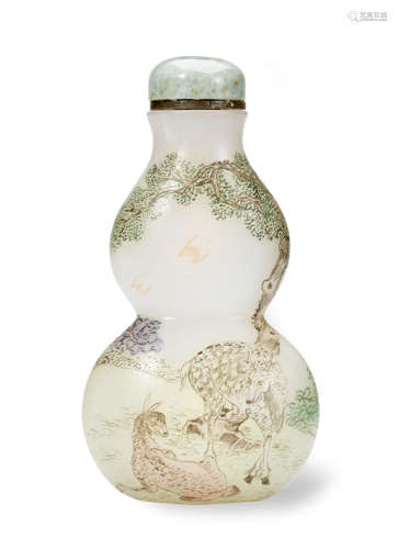 A FINE ENAMELLED GLASS SNUFF BOTTLE Imperial Studios, Guyue Xuan, 1767-1799