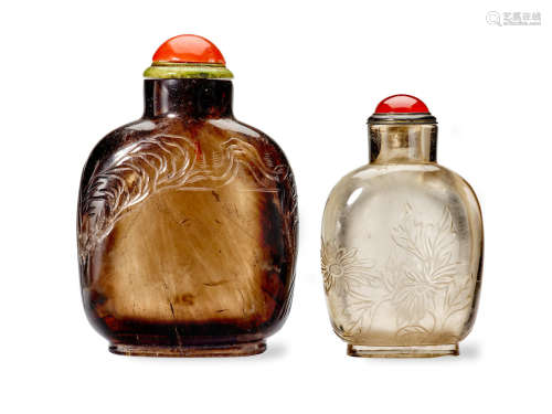 TWO ROCK CRYSTAL SNUFF BOTTLES 1760-1850