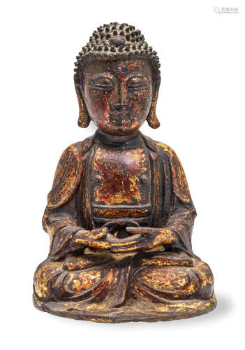 A Gilt-lacquered Bronze Figure of A Seated Buddha Late Ming dynasty