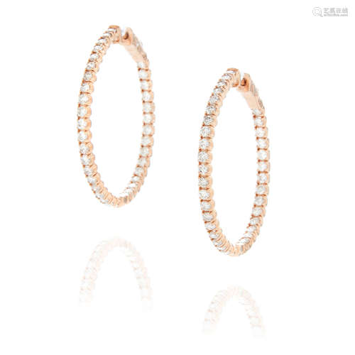 Rose Gold and Diamond Hoop Earrings