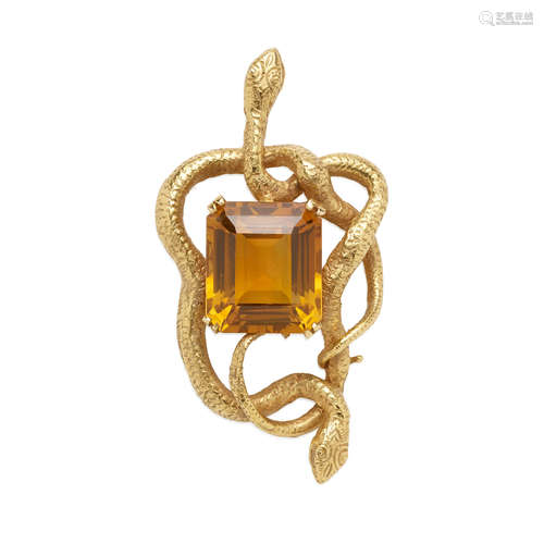 Eric De Kolb: Gold and Citrine Pendant