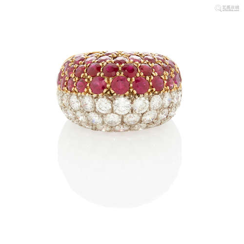 Cartier: Diamond and Ruby Bombe Ring