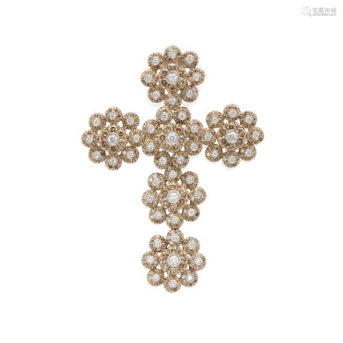 Giovanne: Gold and Diamond Cross Pendant