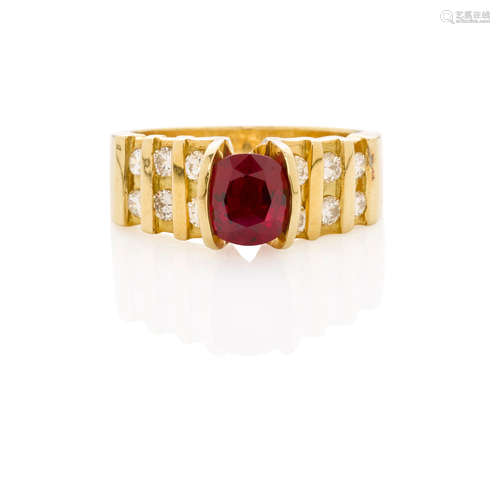 Gold, Ruby and Diamond Ring