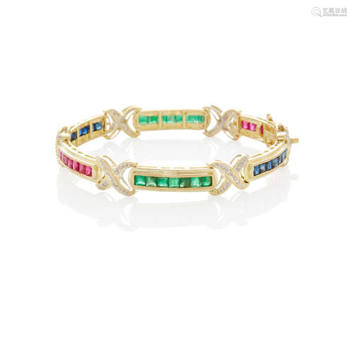 Gold, Diamond and Gem-set Bracelet