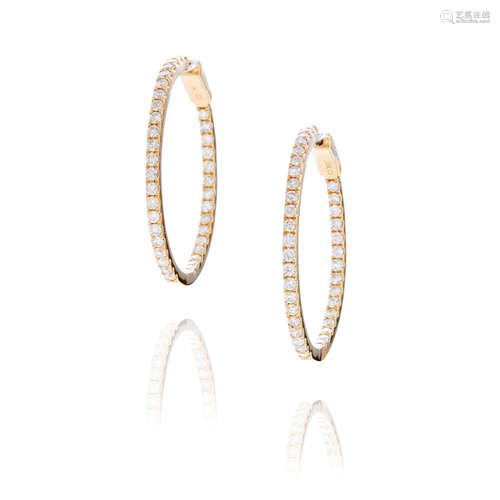 Gold and Diamond Hoop Earrings