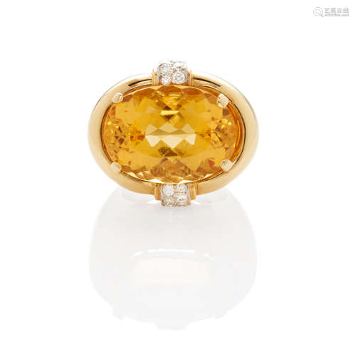 David Webb: Citrine and Diamond Ring