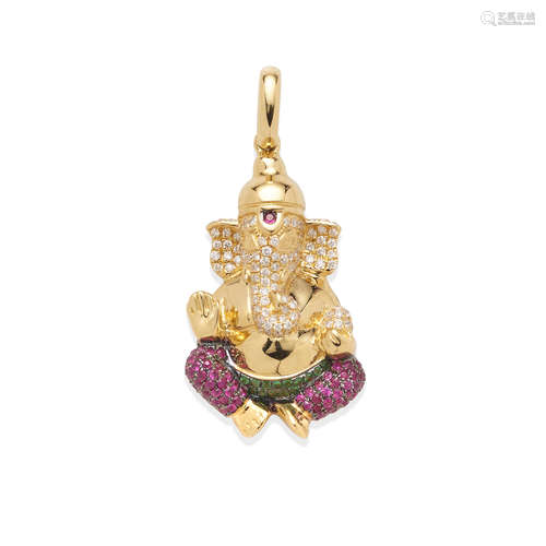 Gold and Gem-set 'Ganesh' Pendant