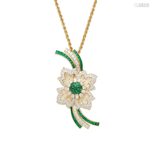 Gold, Emerald and Diamond Pendant