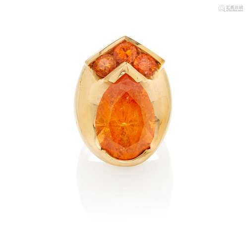 Gold and Spessartite Garnet Ring