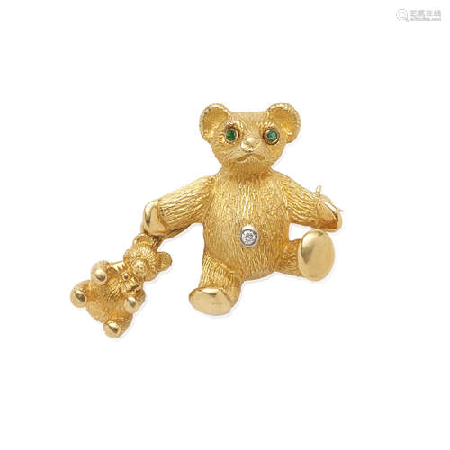 Tiffany & Co: Gold and Gem-Set Teddy Bear Brooch, Germany