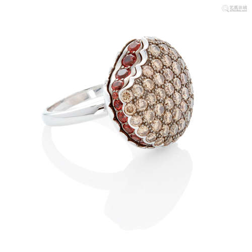 Boucheron: White Gold, Diamond and Garnet 'Tentation Macaron' Ring