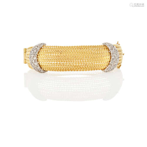 Gold and Diamond Hinged Bangle