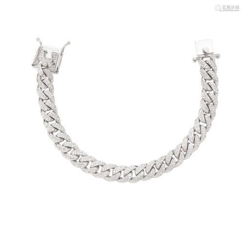 White Gold and Diamond Curb Link Bracelet