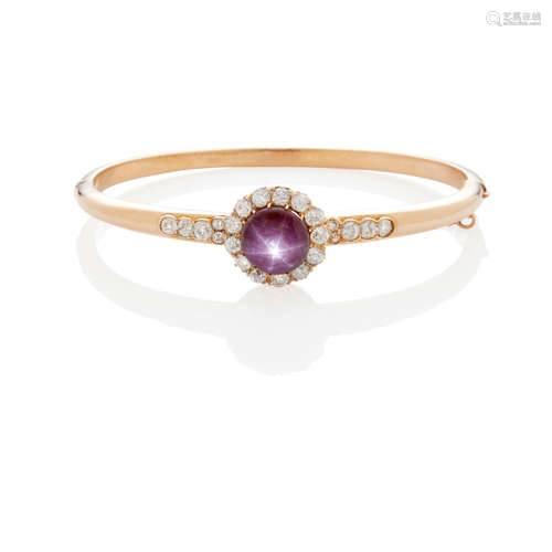 Gold, Ruby and Diamond Hinged Bangle