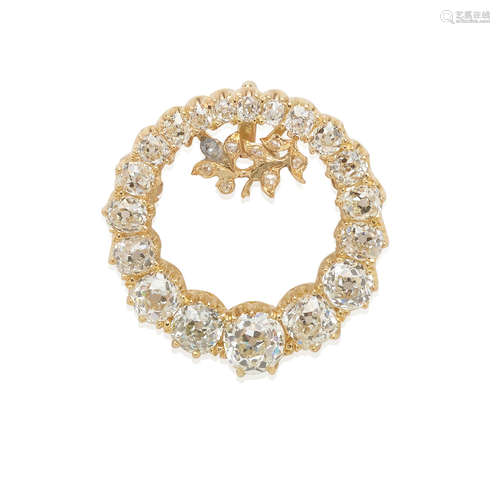 Gold and Diamond Circle Brooch