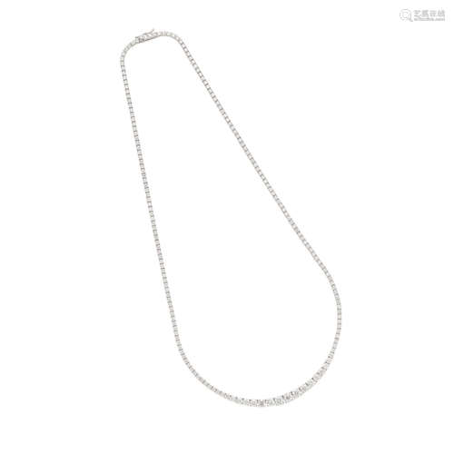 White Gold and Graduated Diamond Rivière Necklace