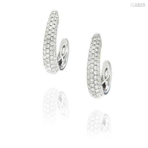 Pair of White Gold and Diamond Earrings