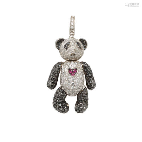 Qeelin: White Gold, Diamond and Ruby 'Jet'aime Bo Bo' Pendant