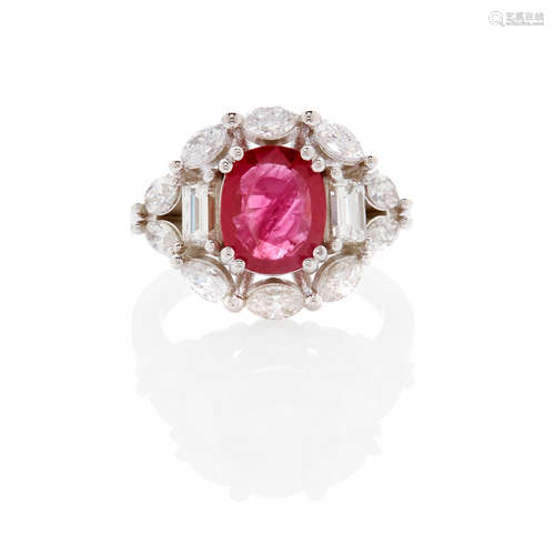 White Gold, Ruby and Diamond Ring