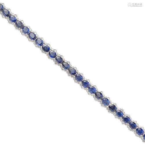 White Gold, Sapphire and Diamond Bracelet