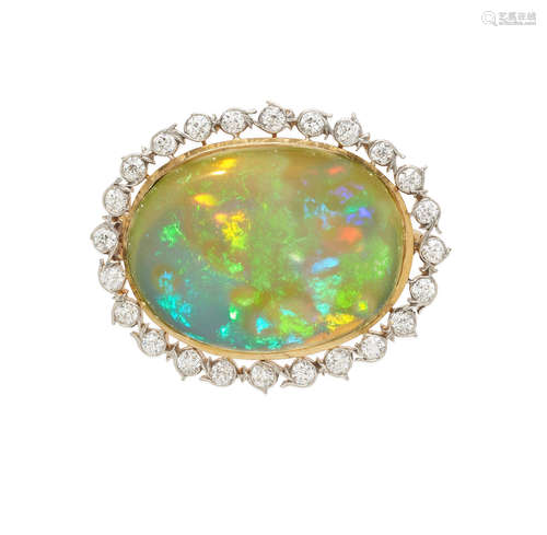 Tiffany & Co: Gold, Opal and Diamond Brooch