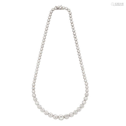 White Gold and Diamond Line Necklace