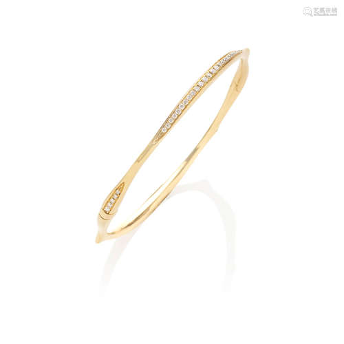 Gold and Diamond Hinged Bangle