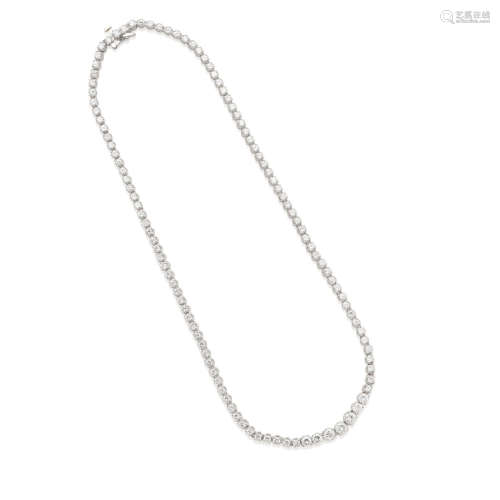 White Gold and Graduated Diamond Rivière Necklace