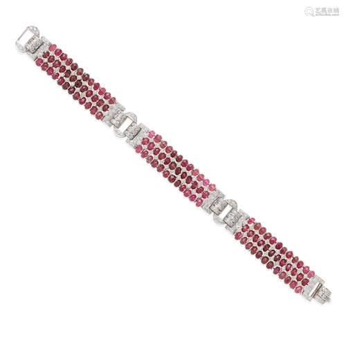 White Gold, Tourmaline and Diamond Bracelet