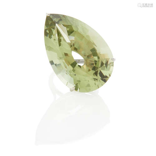 Paolo Costagli: White Gold, Prasiolite and Diamond Ring