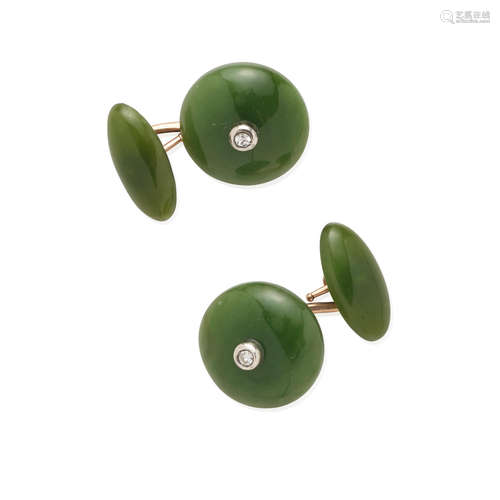 Fabergé: Jade and Diamond Cufflinks