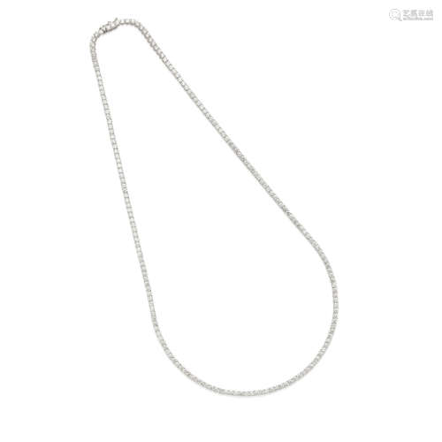 White Gold and Diamond Line Necklace
