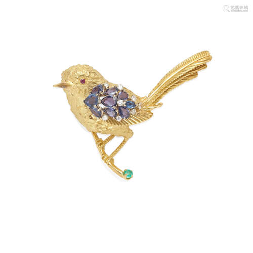 Gold and Gem-Set Brooch