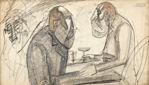 Percy Wyndham Lewis (British, 1882-1957) Two Figures in a Restaurant
