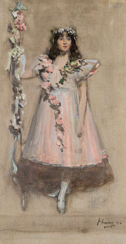 Sir John Lavery R.A., R.S.A., R.H.A. (1856-1941) The Garlanded Girl