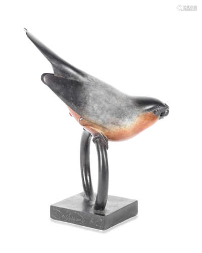 Geoffrey Dashwood (British, born 1947) Bullfinch 14.5cm (5 11/16in) high