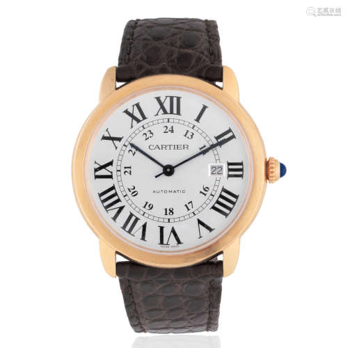Cartier. An 18K rose gold and stainless steel automatic calendar wristwatch Ronde Solo de Cartier, Ref: 3801, Recent