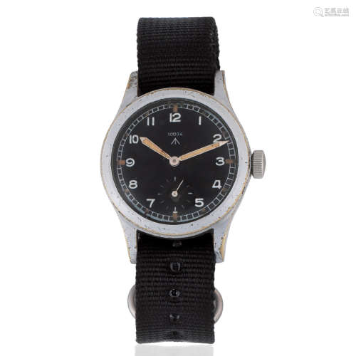 Record. A chrome plated manual wind military issue wristwatch Circa 1945