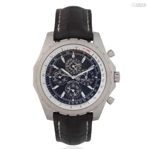 Breitling for Bentley. An 18K white gold Limited Edition automatic perpetual calendar chronograph wristwatch with moon phase, 24-hour, season and leap year indication For Bentley Mulliner, Ref: J29362, Limited Edition No.10/50, Circa 2005