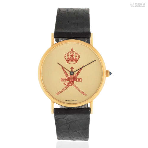 Chopard for Kutchinsky. An 18K gold quartz wristwatch with emblem of Oman Ref: 1091, Circa 1990