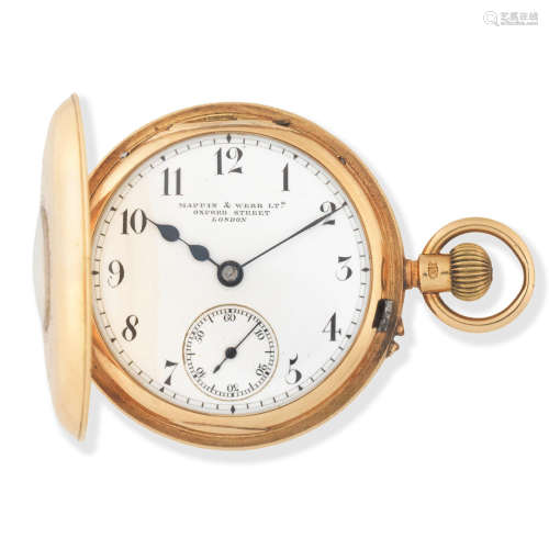 Mappin & Webb Ltd., Oxford Street, London. An 18K gold keyless wind half hunter pocket watch London Hallmark for 1904