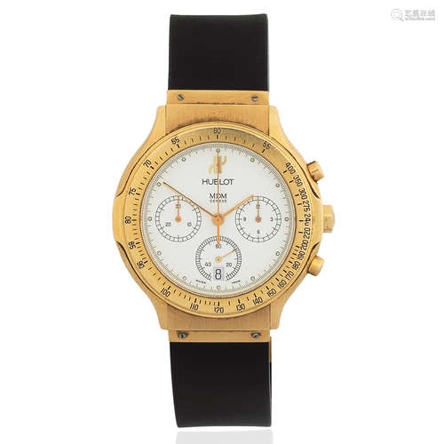 Hublot. An 18K gold quartz calendar chronograph wristwatch MDM Classic Chronograph, Ref: 259704, Purchased 24th August 1996