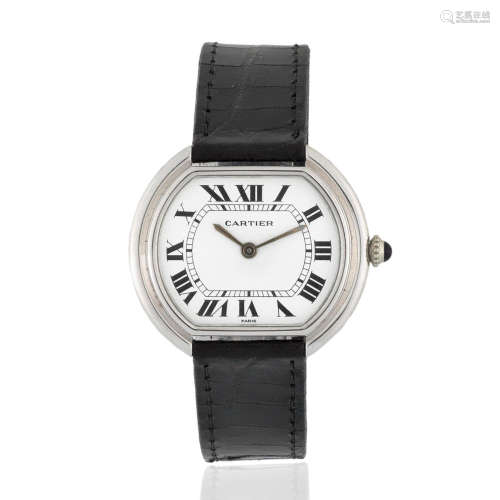 Cartier. A lady's 18K white gold automatic wristwatch Ellipse, Circa 2010