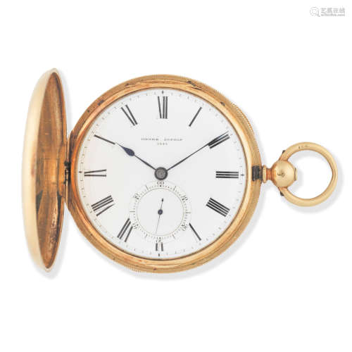 Grohe, Wigmore Street, Cavendish Square, London. An 18K gold key wind full hunter pocket watch London Hallmark for 1891 (rubbed)