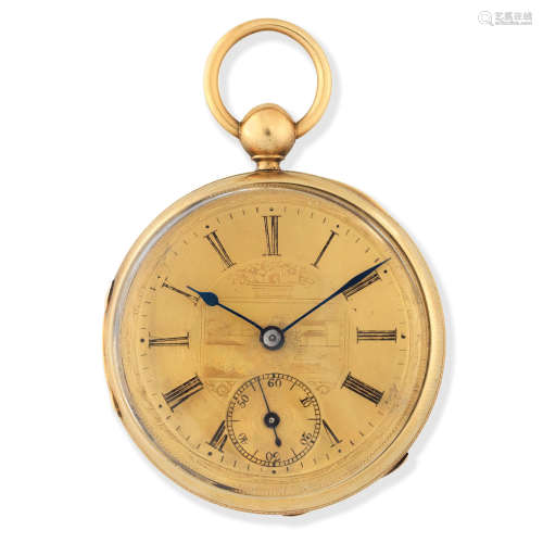 John Harrison. An 18K gold key wind open face pocket watch with detached lever Circa 1830