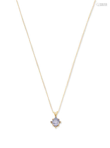 Sapphire and diamond pendant necklace