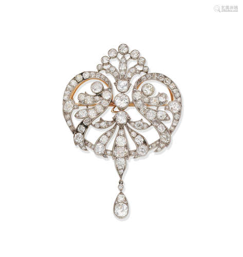 Diamond brooch/pendant, circa 1910