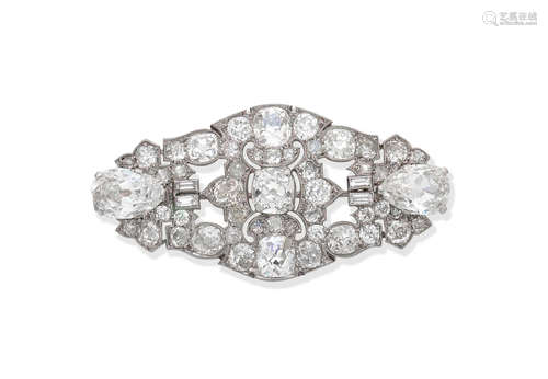 Art Deco diamond plaque brooch, circa 1930